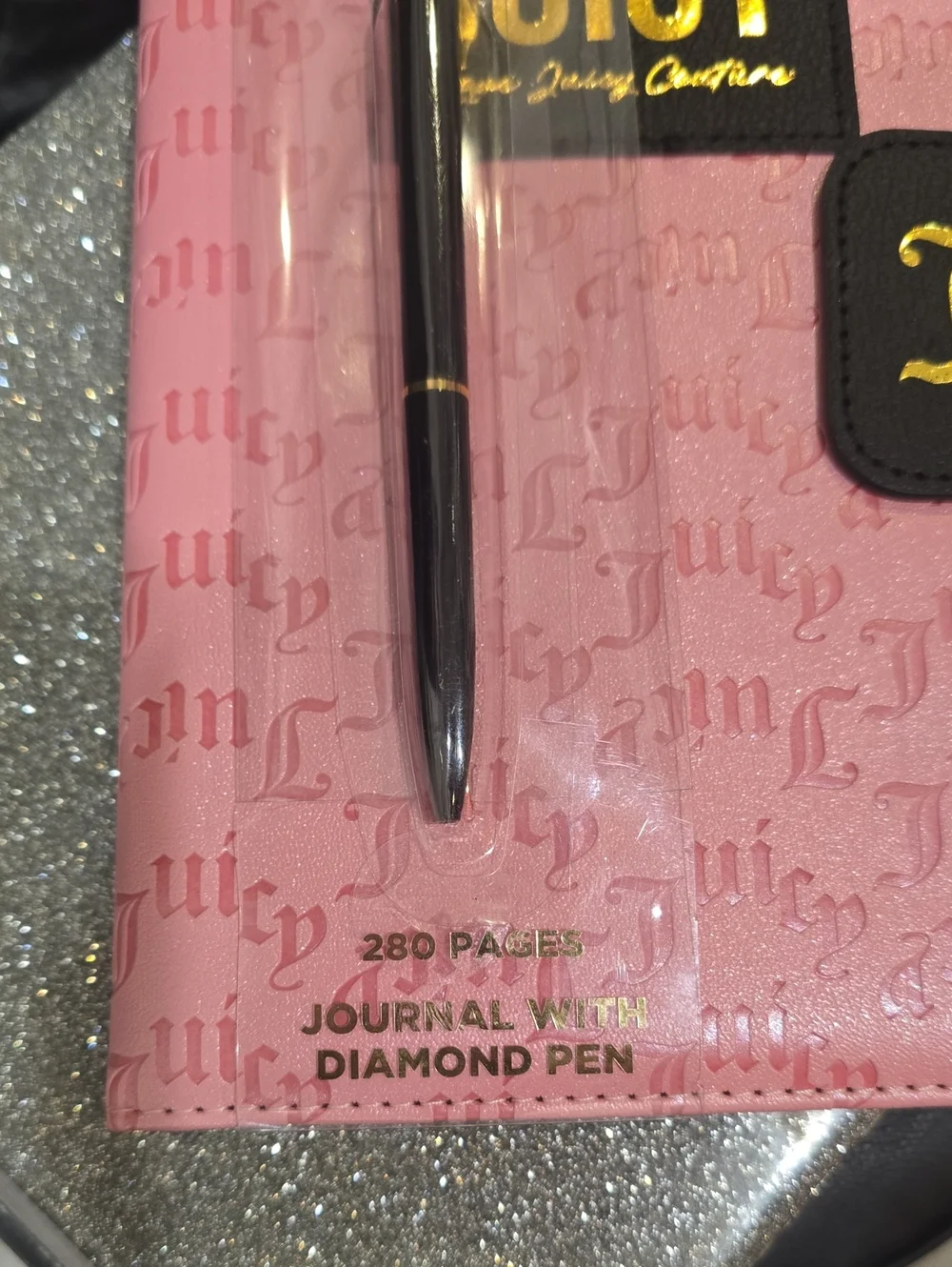 Juicy Couture Home Choose Juicy Logo Embossed Journal w/ Diamond-Tip Pen